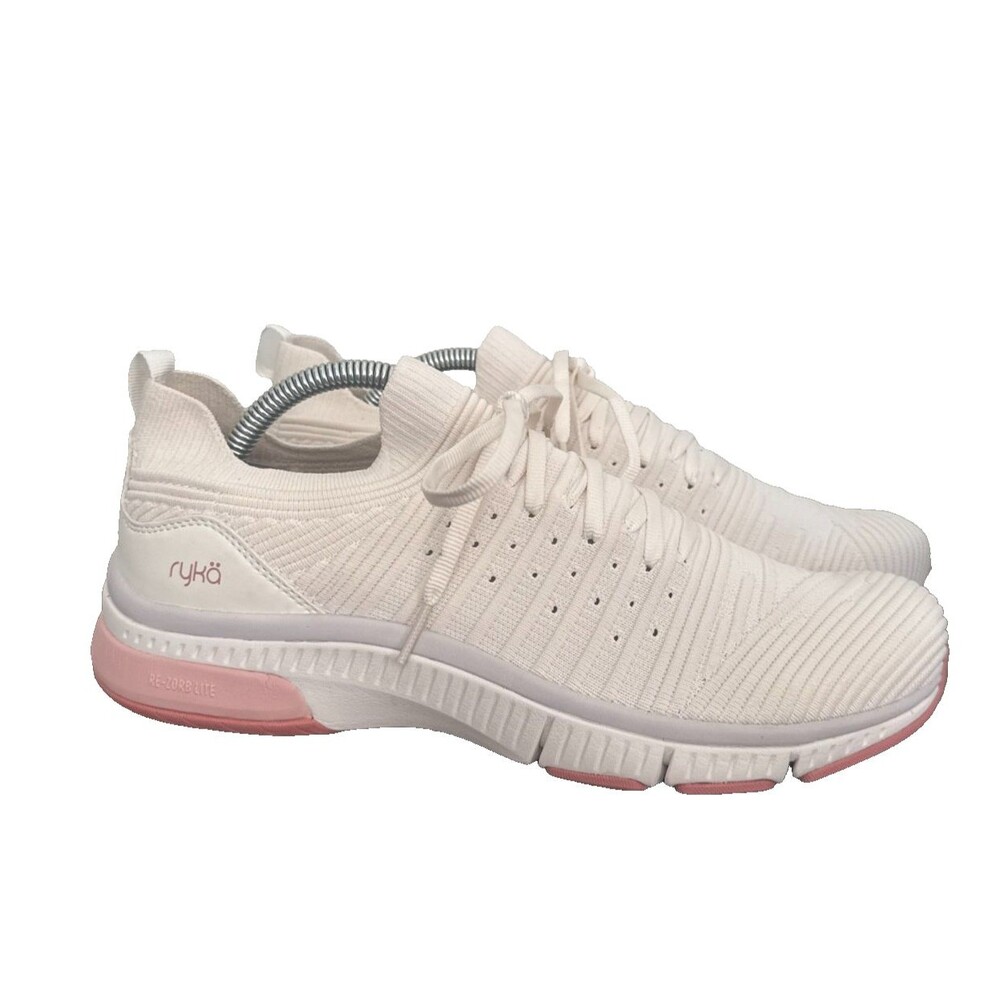 Ryka Cream White Pink Walking Shoes Wide Comfort Sneakers Womens Size 10 New